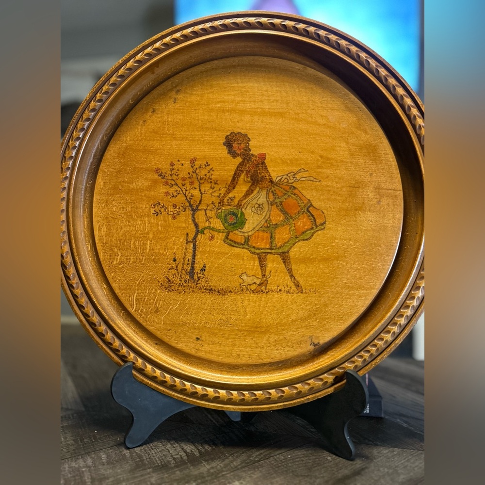 Antique, RARE FIND Benno Ruger Heimkultur Woodwn Platter made in Germany